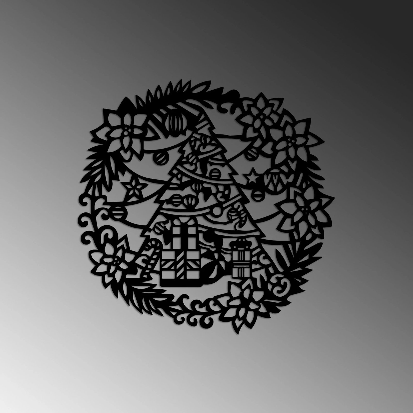 Aksesor dekorativ metalik për mur Wallity, Vit i Ri 2, ngjyrë e zezë, 42x42cm