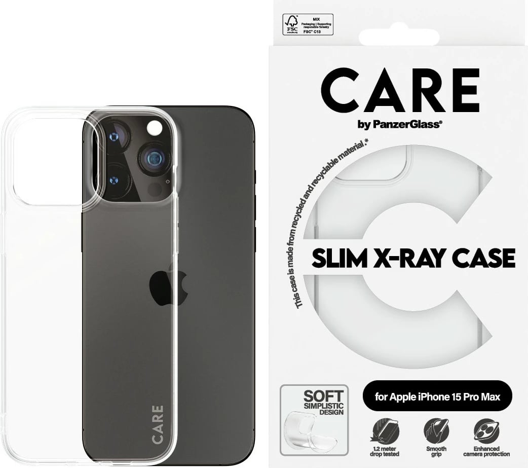 Mbështjellës PanzerGlass CARE Case Fashion X-Ray për iPhone 15 Pro Max, transparent