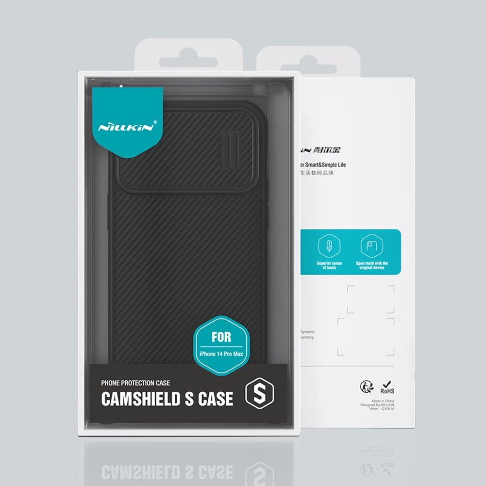 Mbështjellës Nillkin CamShield S Case për iPhone 14 Pro Max, me mbrojtës kamere, i zi