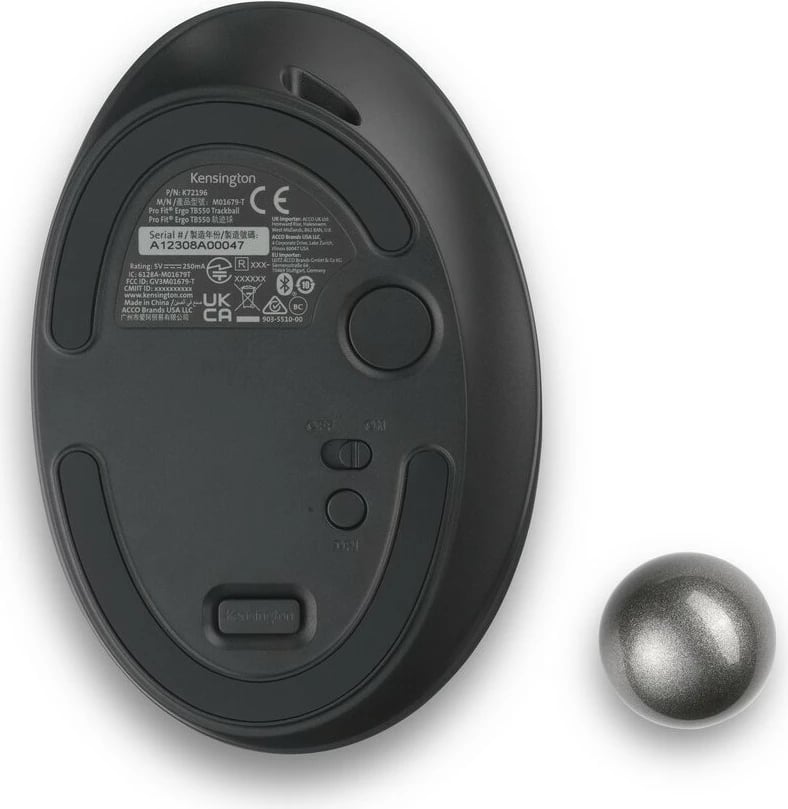 Trackball Kensington Pro Fit Ergo TB550, RF Wireless + Bluetooth, 1600 DPI, zi, hiri