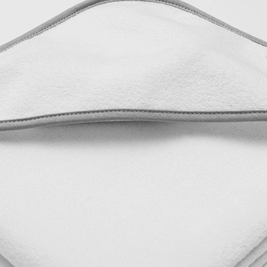 Peshqir terry me kapuç, NEW BABY BASIC, 80x80 cm, i bardhë-gri, me dorezë larëse