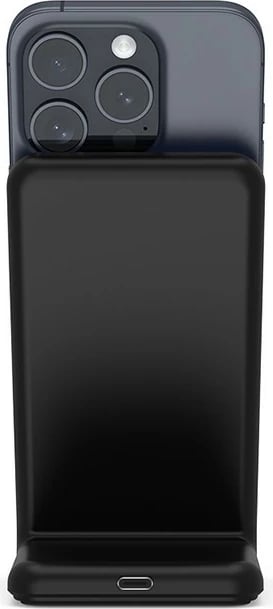 Karikues wireless 2-në-1 CRONG MagSpot Stand me MagSafe për iPhone dhe AirPods, 15W, i zi