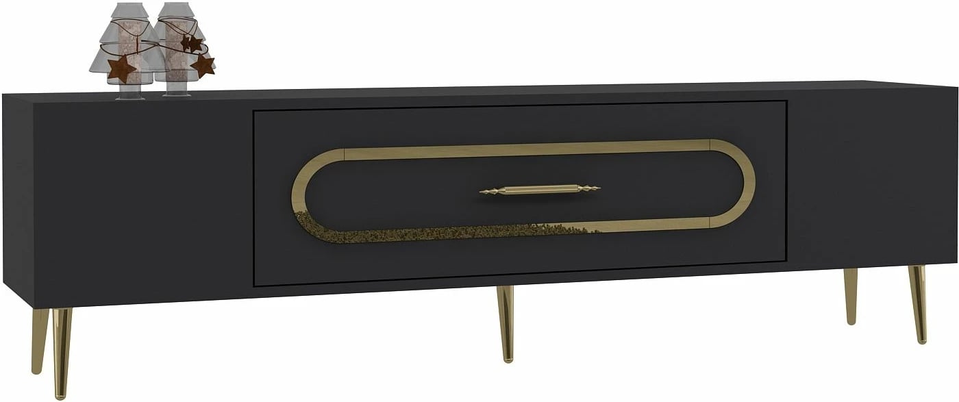 Komodë TV Skye Decor, anthracite, gold, Dekop3