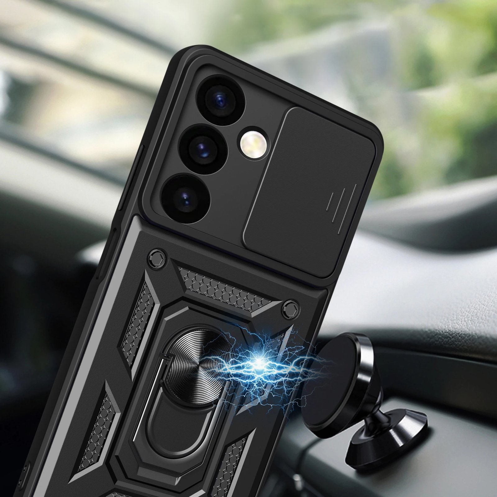 Mbështjellës Hurtel Hybrid Armor Camshield për Samsung Galaxy S24+, i zi