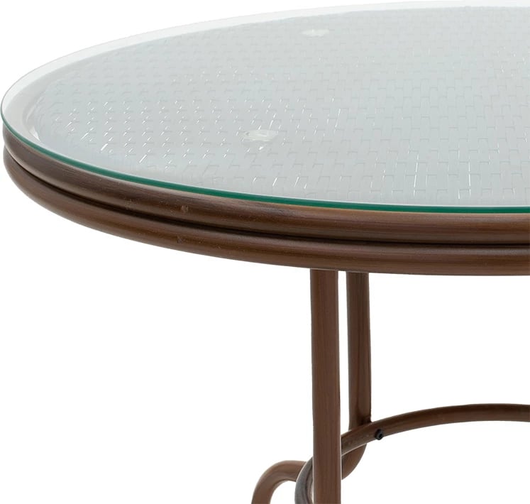 Tavolinë kopshti Paula metal-pe rattan ngjyrë kafe D90x75cm