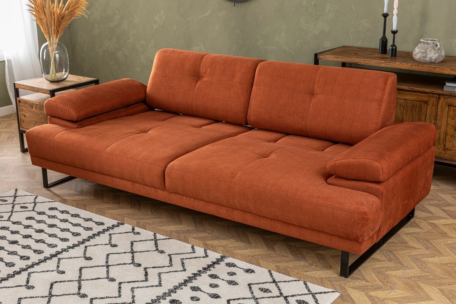 Divan-krevat 3 vendësh, ngjyrë portokalli, Atelier del Sofa, Mustang