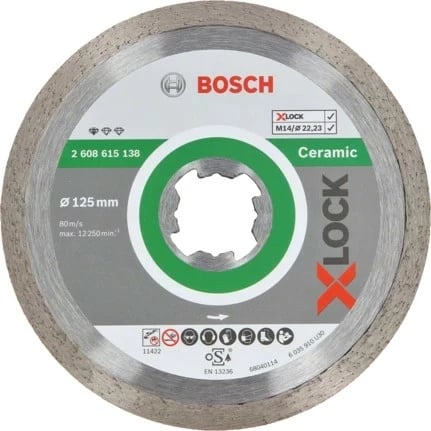 Disk prerës Bosch 2 608 615 138, për gurë dhe pllaka, 12.5 cm, 1.6 mm, inox