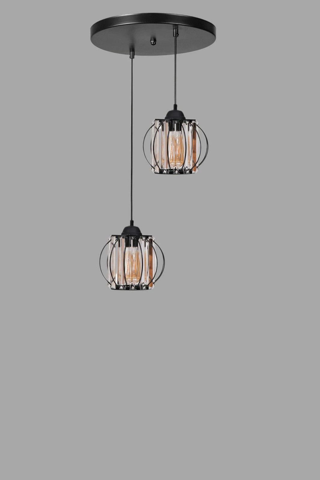 Llambë tavani Opviq, 9042-2, metal e xham, ngjyrë e zezë