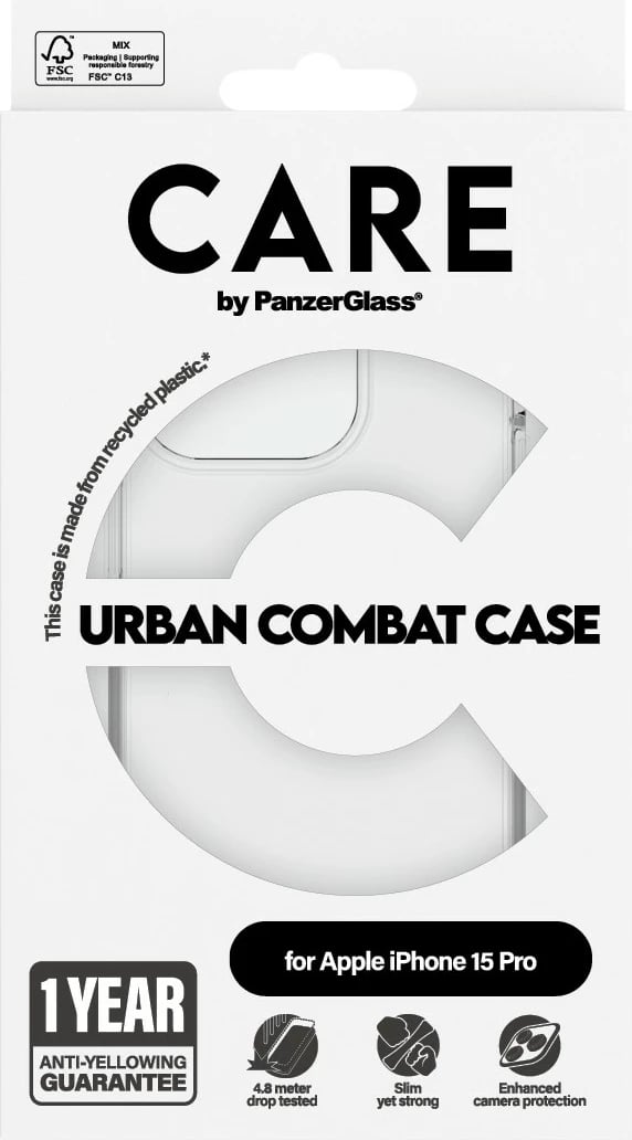 Mbështjellës PanzerGlass CARE Case Flagship Clear për iPhone 15 Pro transparent