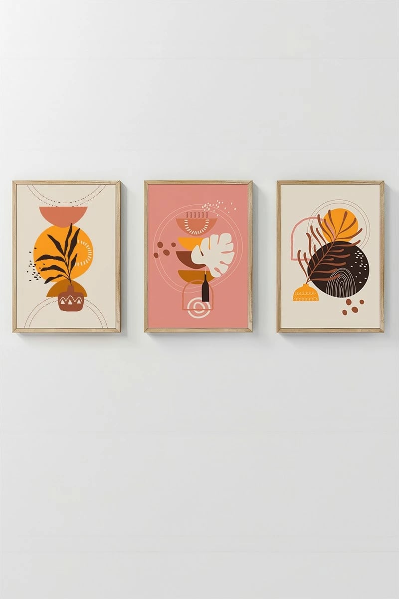 Set pikturash dekorative me kornizë, 3 copë, Wallity, 3Dartsohoset118