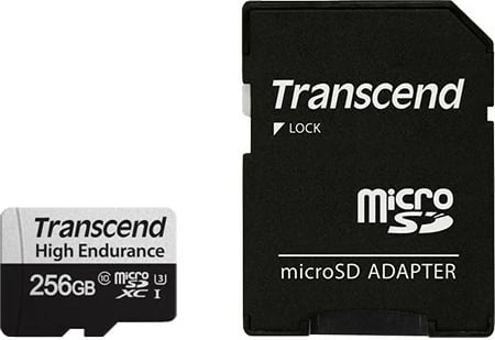 MicroSDXC Transcend 350V 256GB, Class 10, U3, 95MB/s, 45MB/s, e zezë/gri