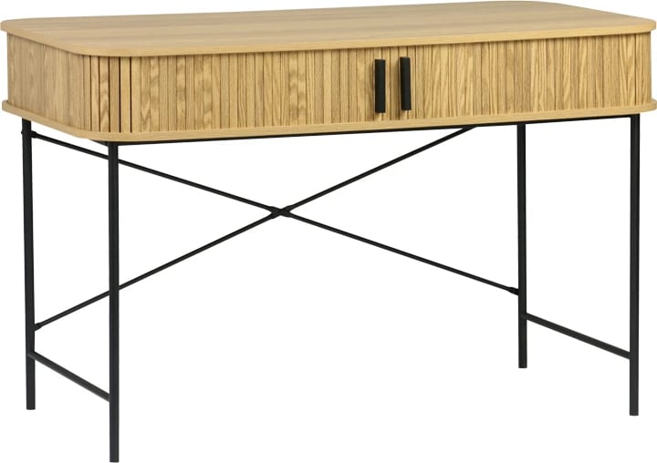 Konsolë Scandi MDF/Metal ngjyrë natyrale me këmbë metalike të zeza 120x60x76.5cm