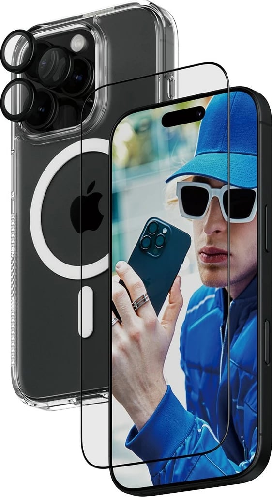 Mbështjellës PanzerGlass 3-in-1 për iPhone 16 Pro, transparent