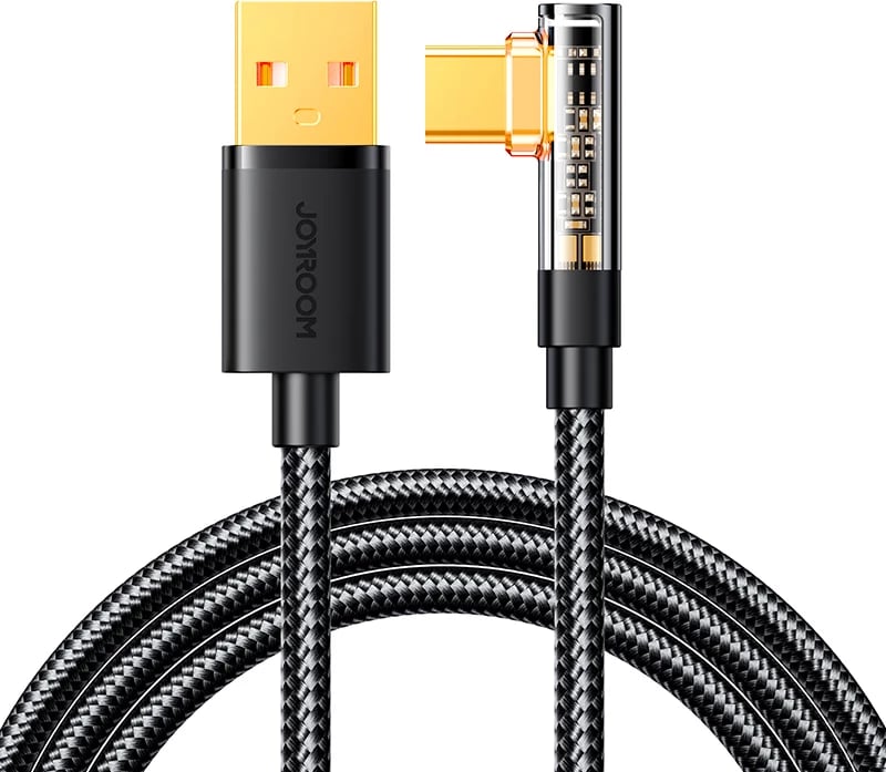 Kabllo USB-C me kënd 90°, Joyroom S-UC027A6, 1.2m, 3A, e zezë