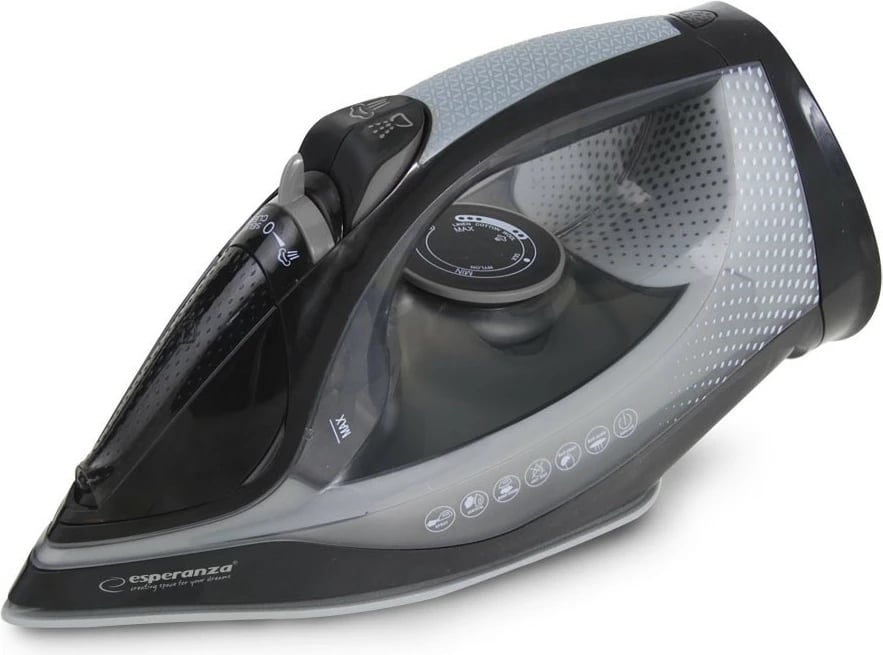 Hekur me avull wireless, Esperanza Satin, 2600 W, pllaka qeramike, depo uji 300 ml, zi/gri