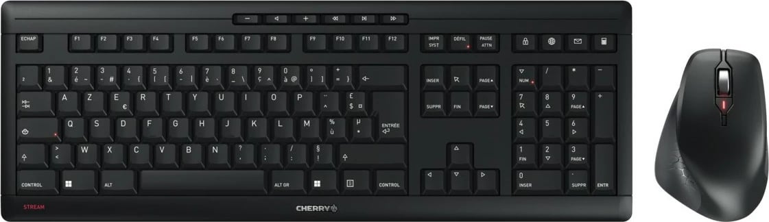 Kasë Cherry STREAM DESKTOP COMFORT, Wireless, RF Wireless, Scissor key switch, AZERTY, Maus përfshirë, E zezë