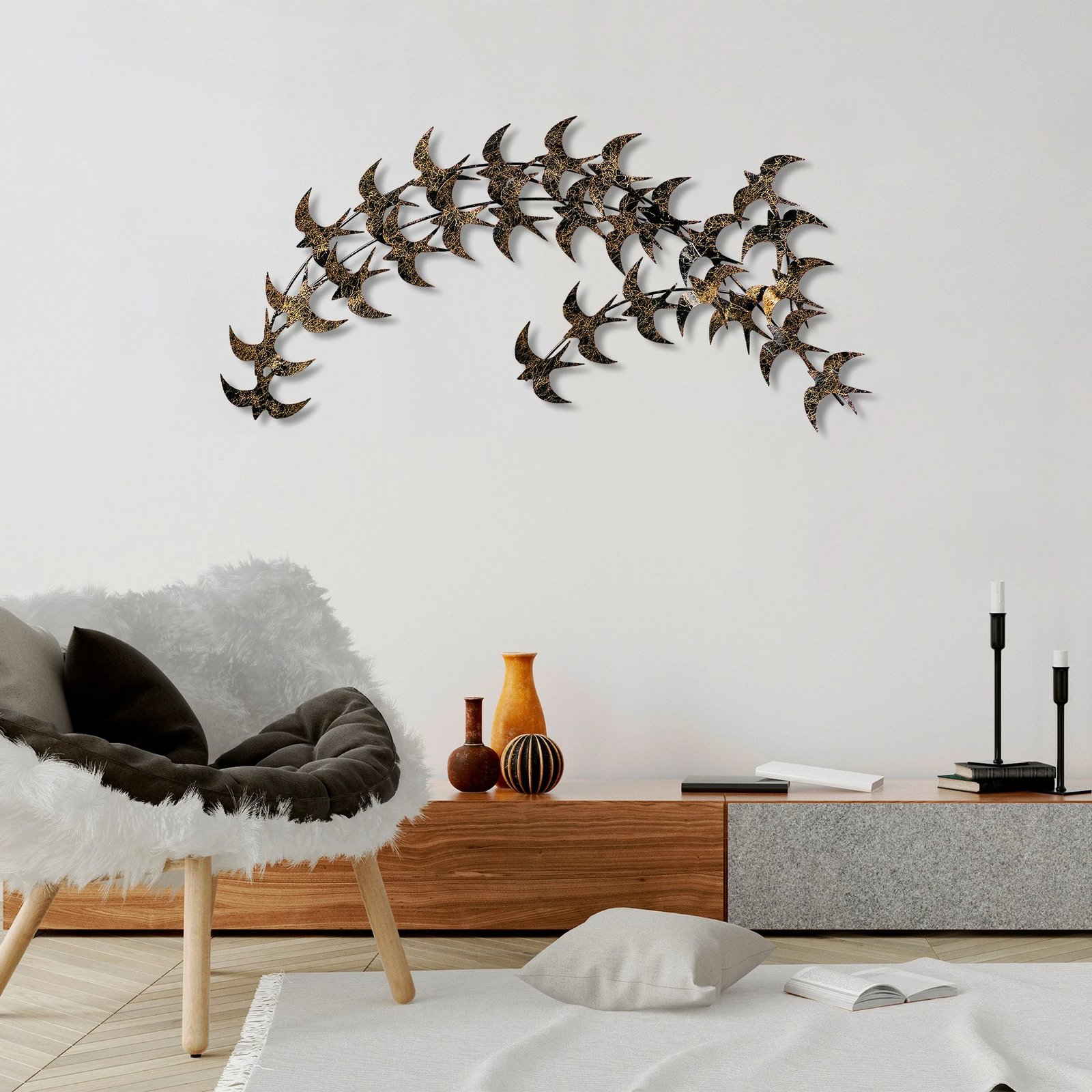 Aksesor dekorativ metalik për mur Wallity, Kirlangic, ngjyrë ari