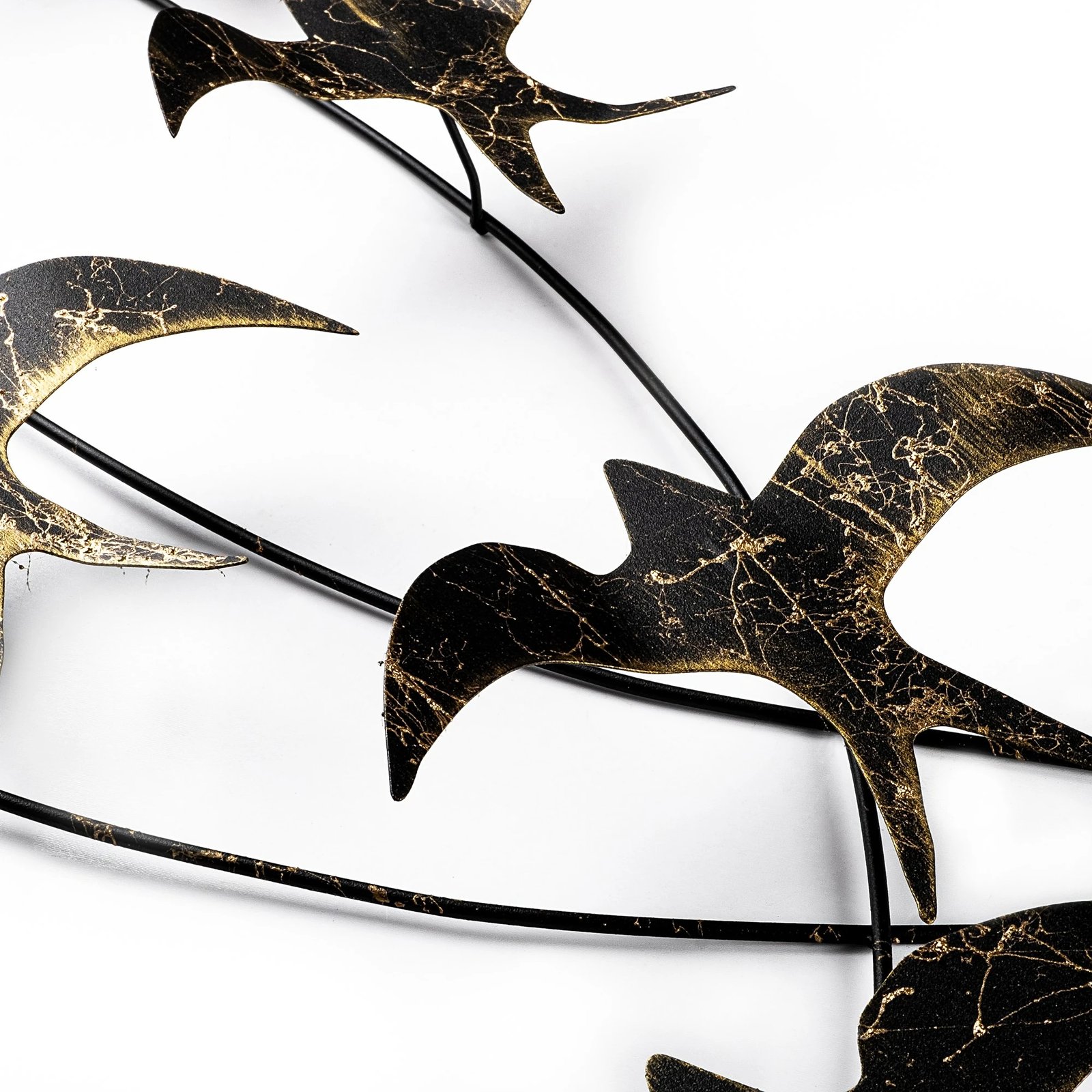 Aksesor dekorativ metalik për mur, Wallity, tufë dallëndyshesh 3