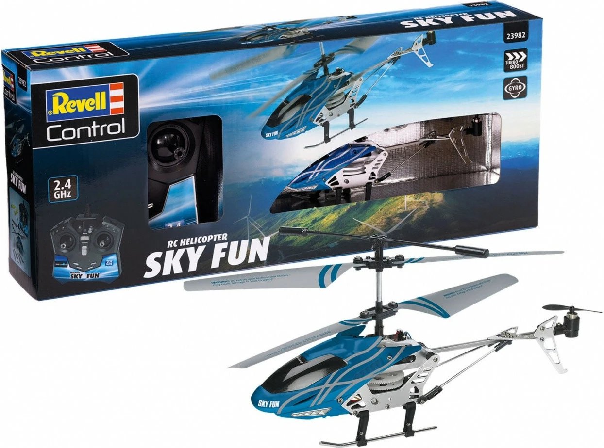 Helikopter me telekomandë Revell RC Sky Fun, 18.5 cm, i zi/blu/gri