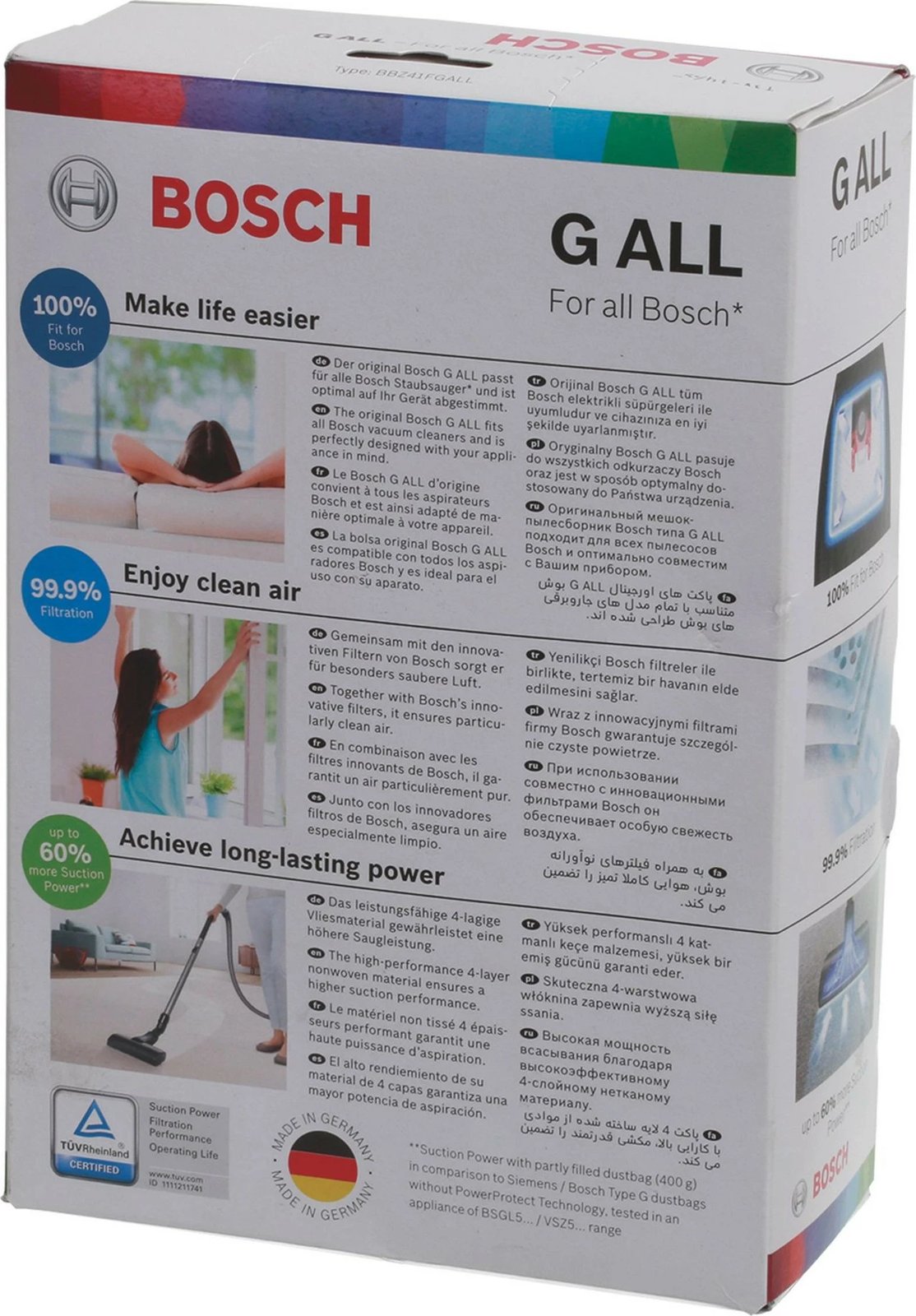 Qese pluhuri Bosch Siemens 17000940, Drum vacuum, e bardhë