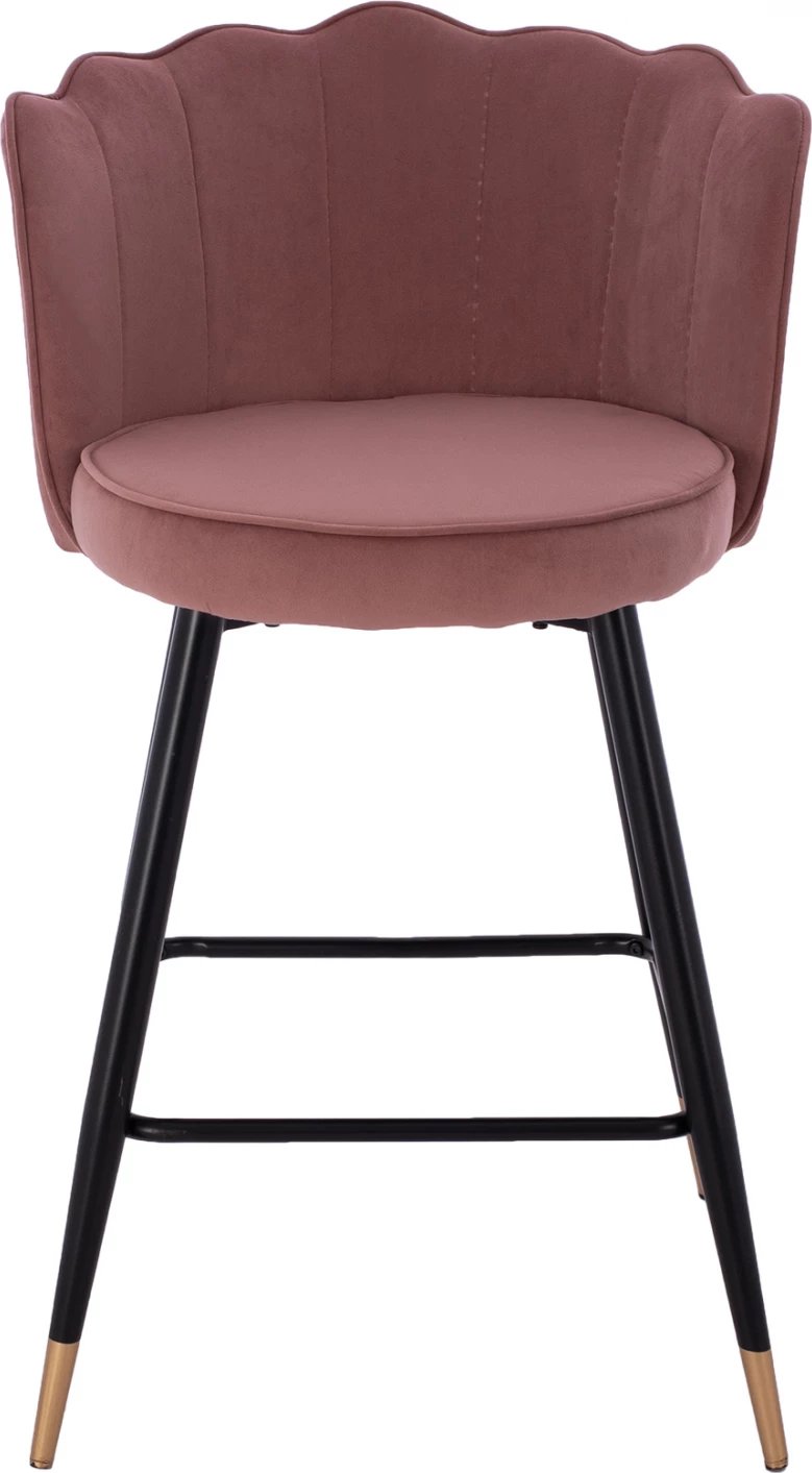 Karrige mesatare për bar, FH8736.02, kadife rozë e pluhurosur, kornizë metalike, 50x50x90 cm, set prej 2 copë