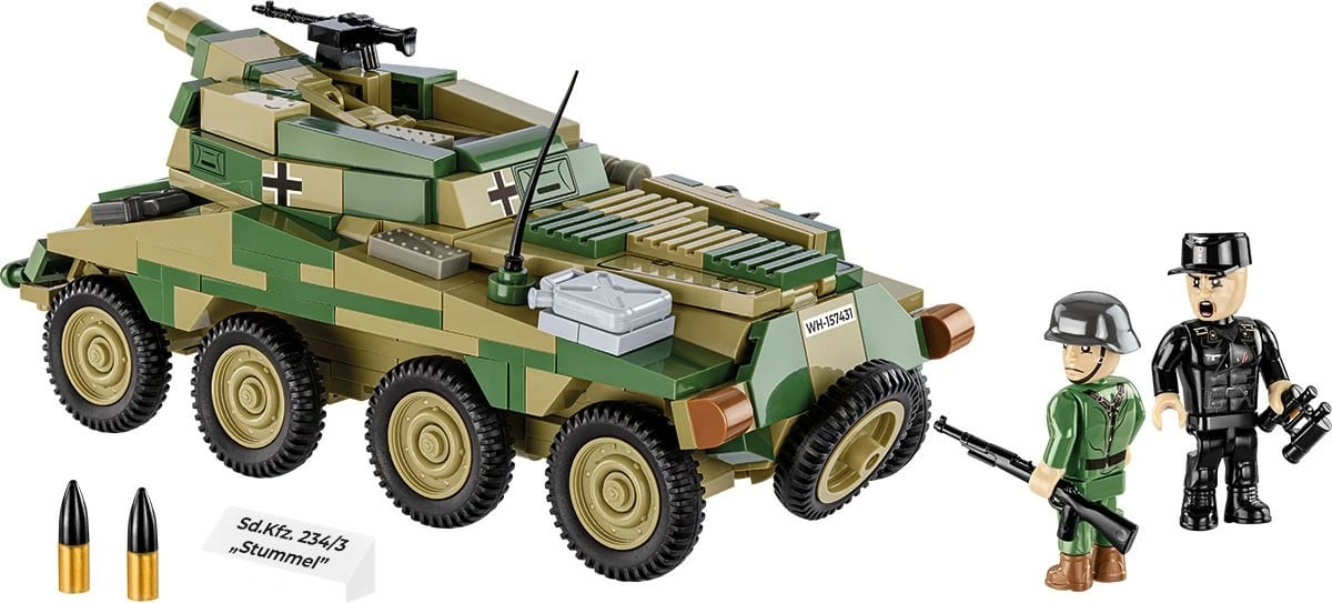 Set ndërtimi Cobi Klocki Historical Collection Sd.Kfz. 234/3 Stummel, 438 pjesë, me 2 figura, kamuflazh Set ndërtimi Cobi Klocki Historical Collection Sd.Kfz. 234/3 Stummel, 438 pjesë, me 2 figura, kamuflazh