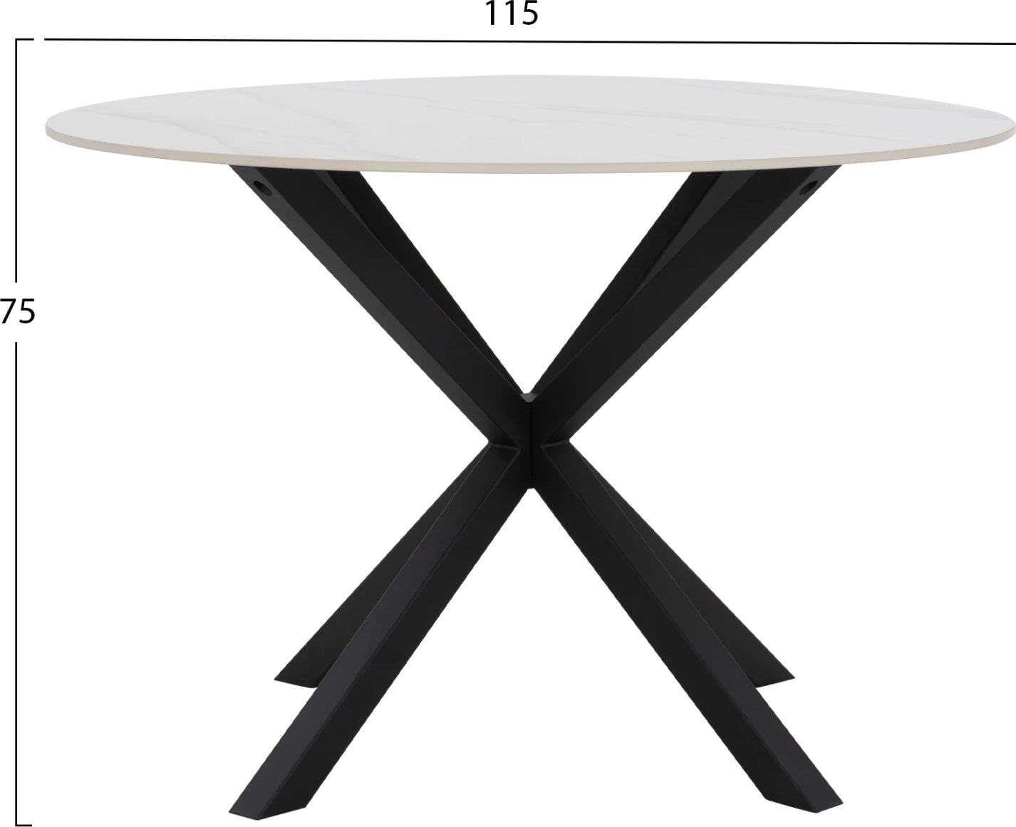 Tavolinë ngrënieje e rrumbullakët, gur i sinteruar, këmbë metali, FH9309.02, Φ115x75H