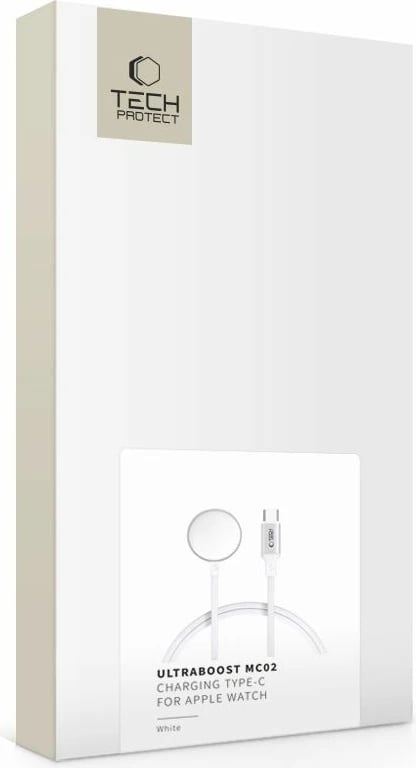Karikues induktiv Tech-Protect UltraBoost MC02 për Apple Watch, USB-C, 1m, Bardhë