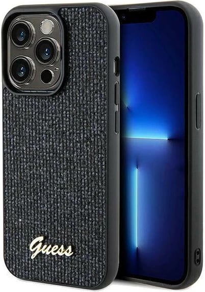 Mbështjellës Guess Disco Metal Script për iPhone 14 Pro Max, i zi