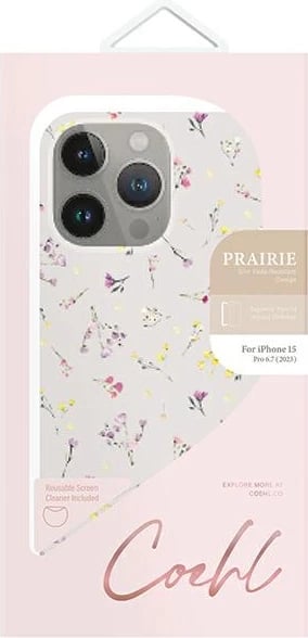 Mbështjellës UNIQ Coehl Prairie për iPhone 15 Pro Max, bezhë, me lule