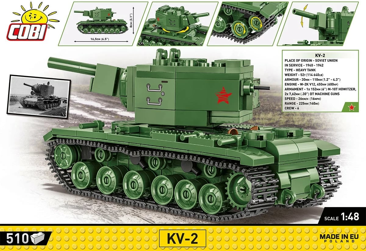 Set ndërtimi Cobi Klocki KV-2, 510 pjesë, Jeshile
