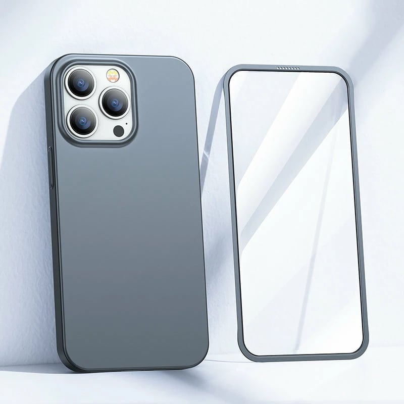Mbështjellës Joyroom JR-BP935 për iPhone 13 Pro, 360 Full Case me xham të temperuar, Gri