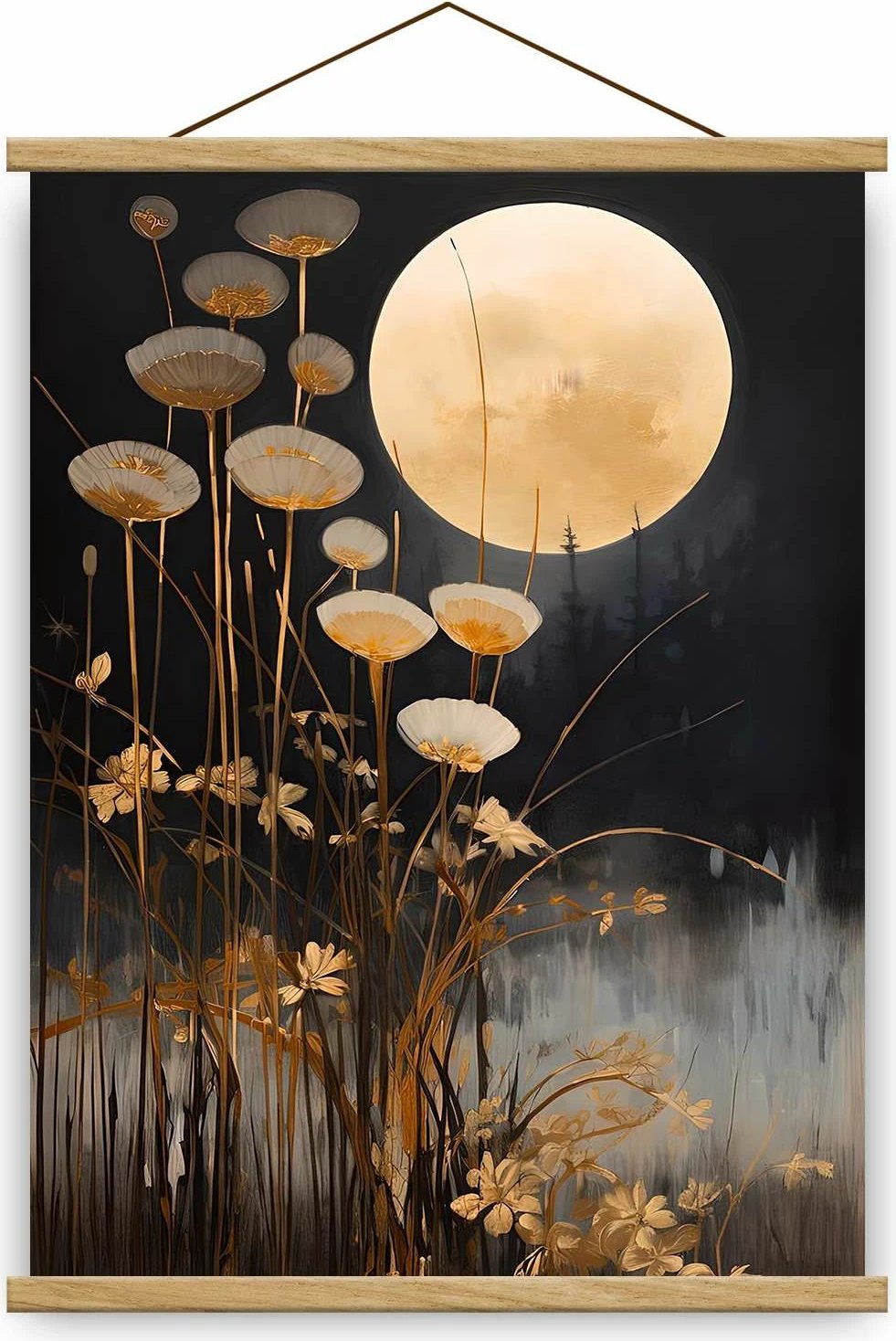 Pikturë dekorative me kornizë, Wallity, MRG69, ngjyrë ari, e zezë, argjend, 50x70cm