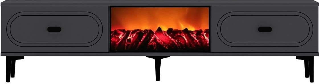 Komodë TV Skye Decor, ngjyrë antracit, me oxhak dekorativ