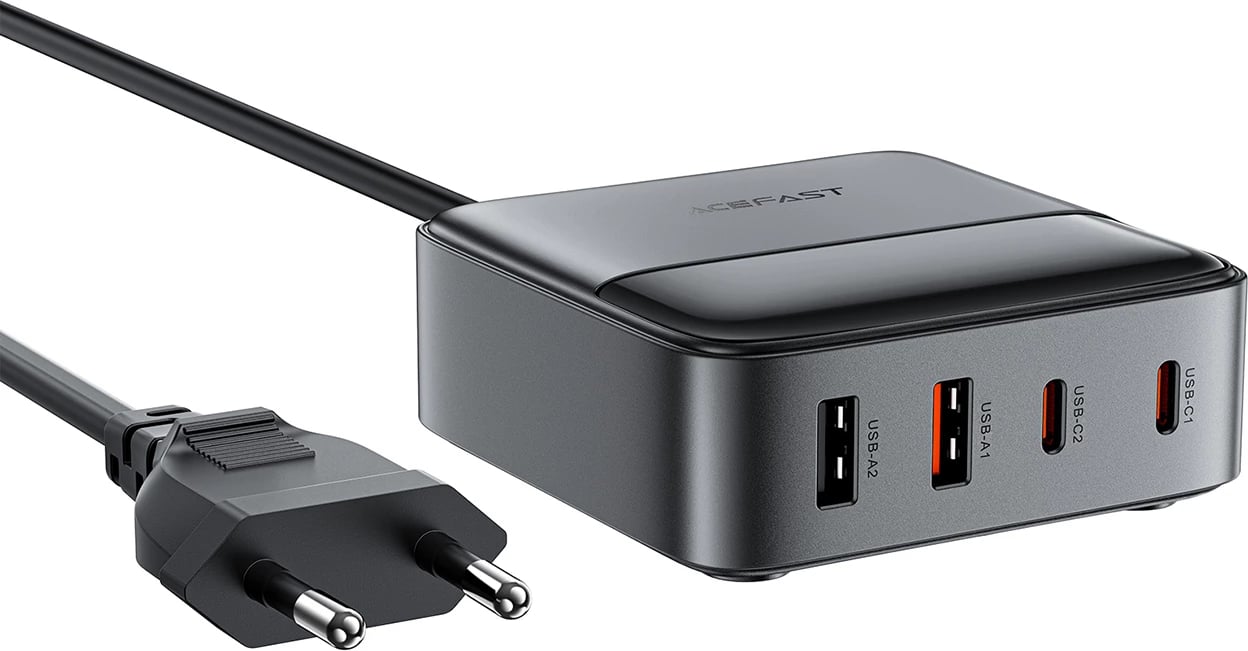 Karikues desktop Acefast Z6, 65W, 2x USB-A, 2x USB-C, me ekran, i zi