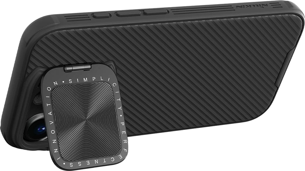 Mbështjellës Nillkin CamShield Prop Case për iPhone 16 Pro Max, me kapak kamere dhe mbajtëse, i zi