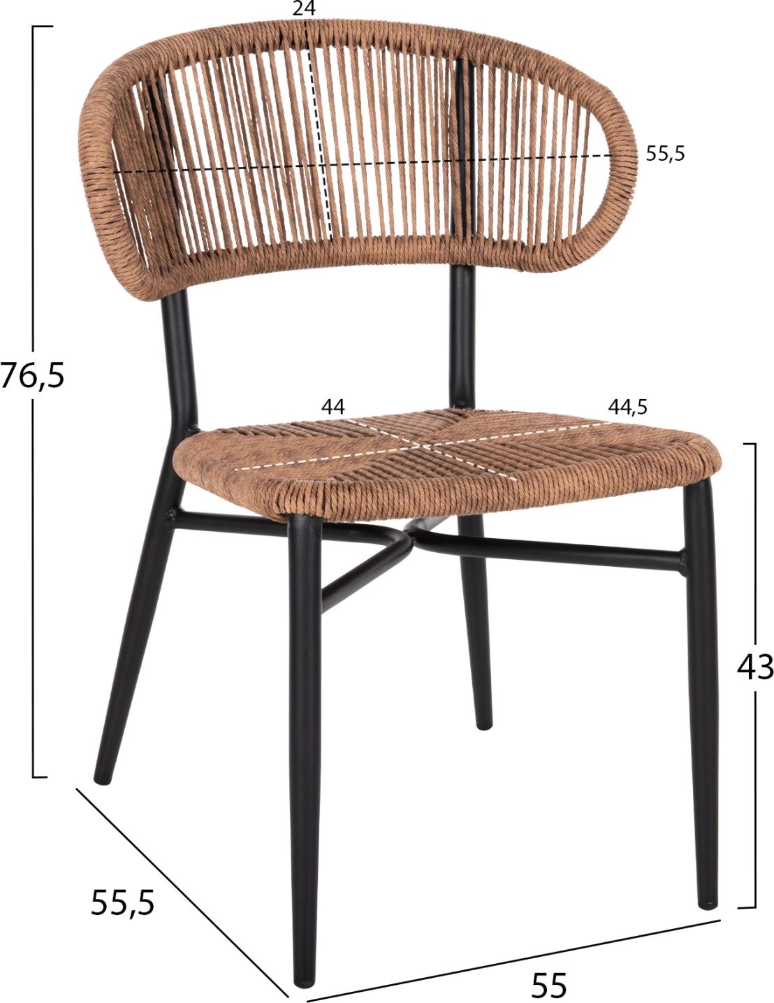 Karrige EULO FH6049.02 alumini, ngjyrë e zezë, ratan sintetik