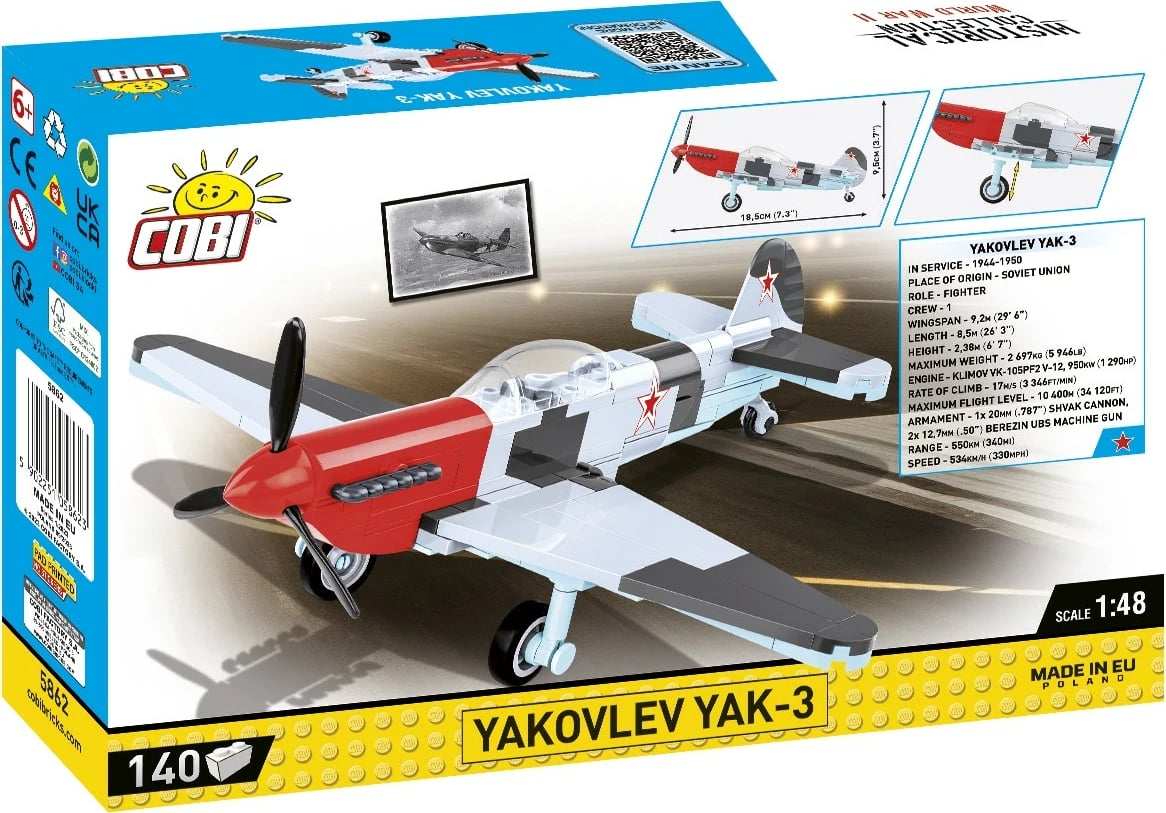 Set blloqe Cobi Klocki Yakovlev Yak-3, Historical Collection, 140 pjesë