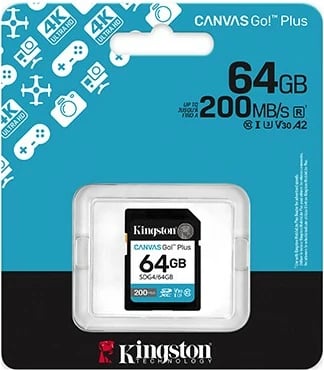 Kartë memorie Kingston Canvas Go Plus SD 64GB, 200/100 MB/s, SDXC, Class10 U3 V30 Kartë memorie Kingston Canvas Go Plus SD 64GB, 200/100 MB/s, SDXC, Class10 U3 V30