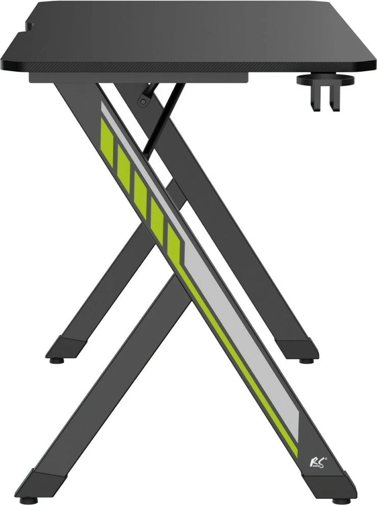 Tavolinë gaming, Maclean NanoRS RS101, 120x60x75 cm, ngarkesë 75 kg, me mbajtës kufjesh dhe gote, e zezë