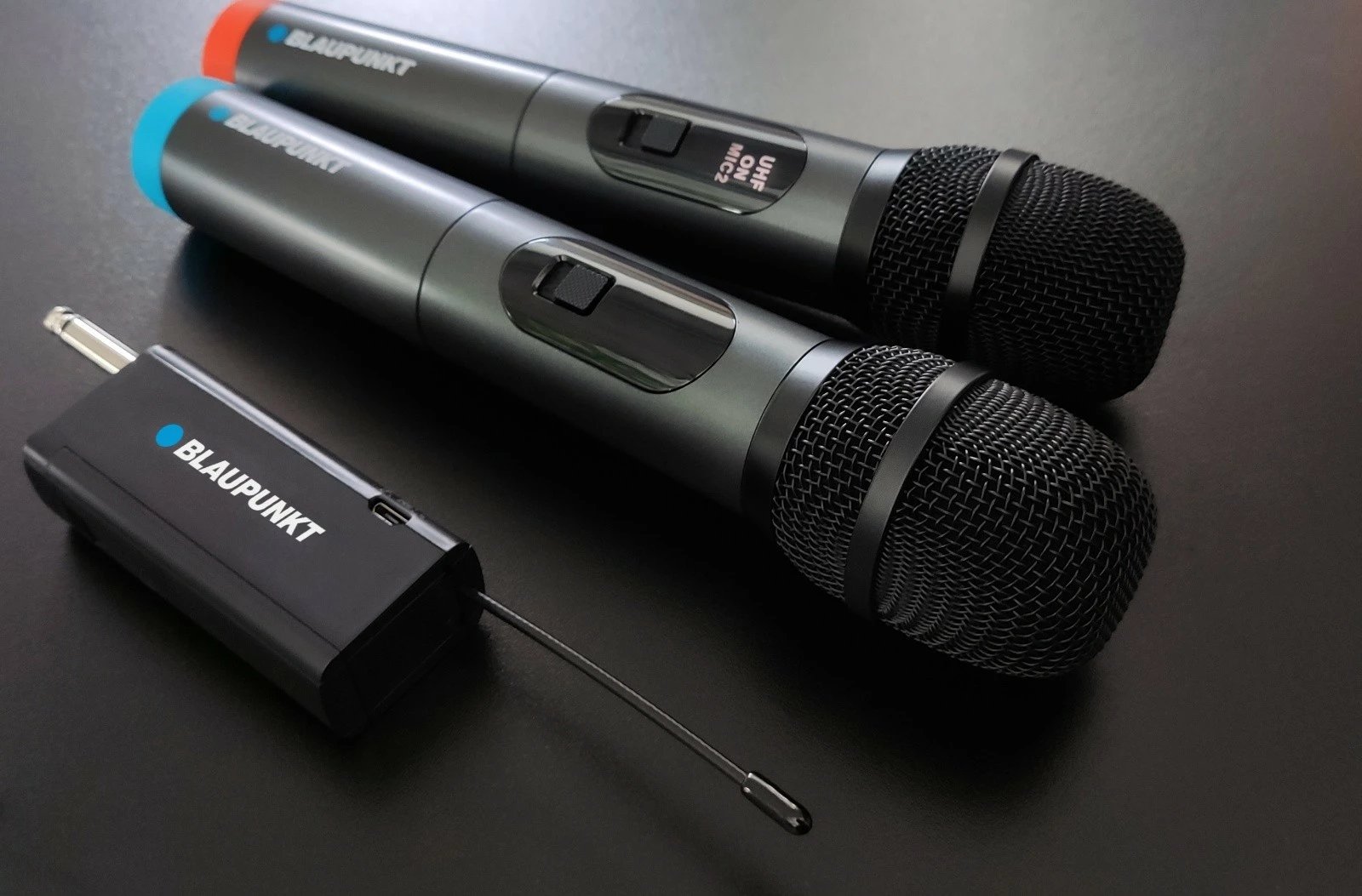 Set mikrofonash wireless Blaupunkt WM60UDB, UHF, 2 copë, Blu/Portokalli