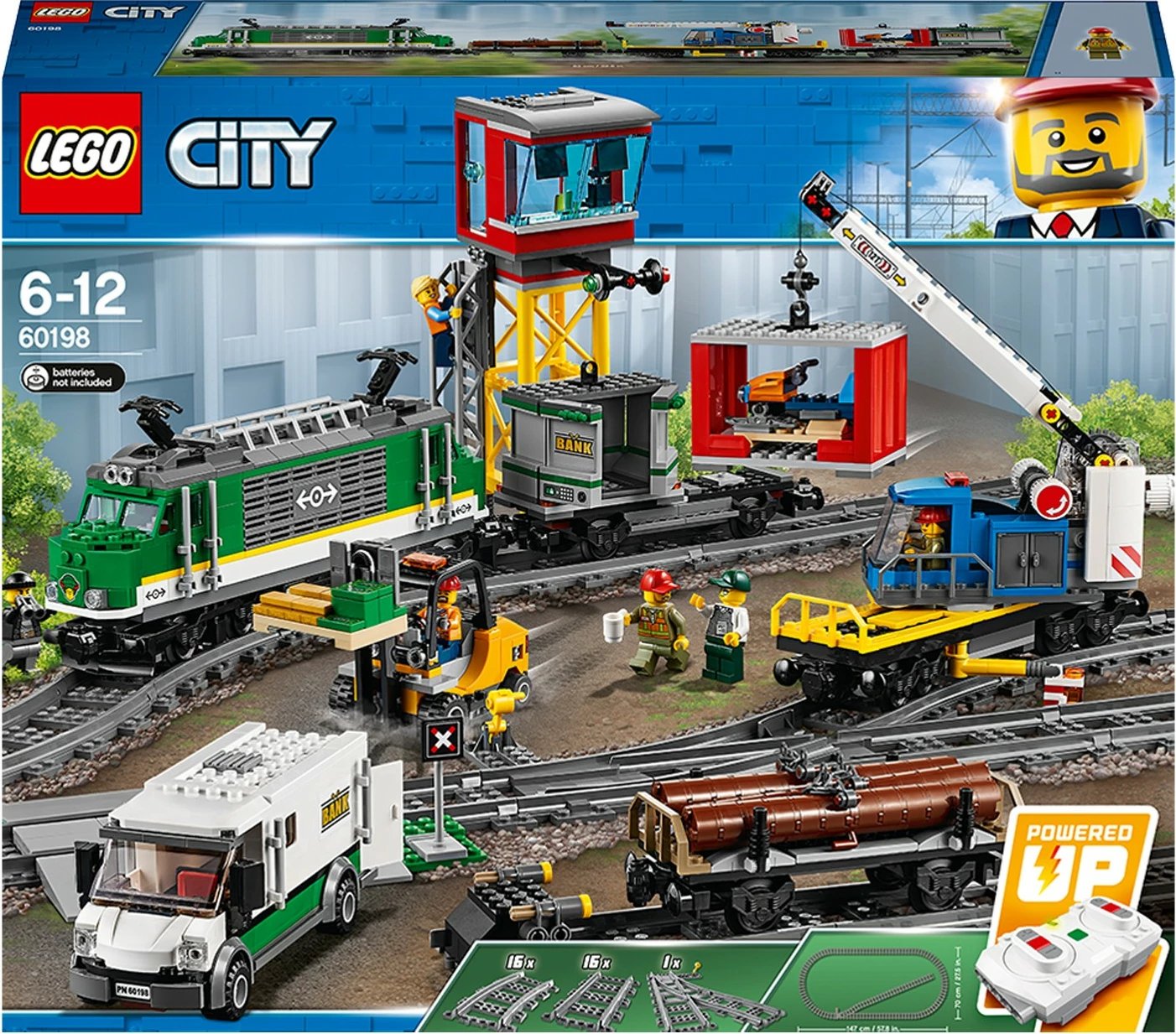 Set ndërtimi LEGO City Cargo Train Power Functions 60198, 1226 pjesë, 6+ vjeç, shumëngjyrësh