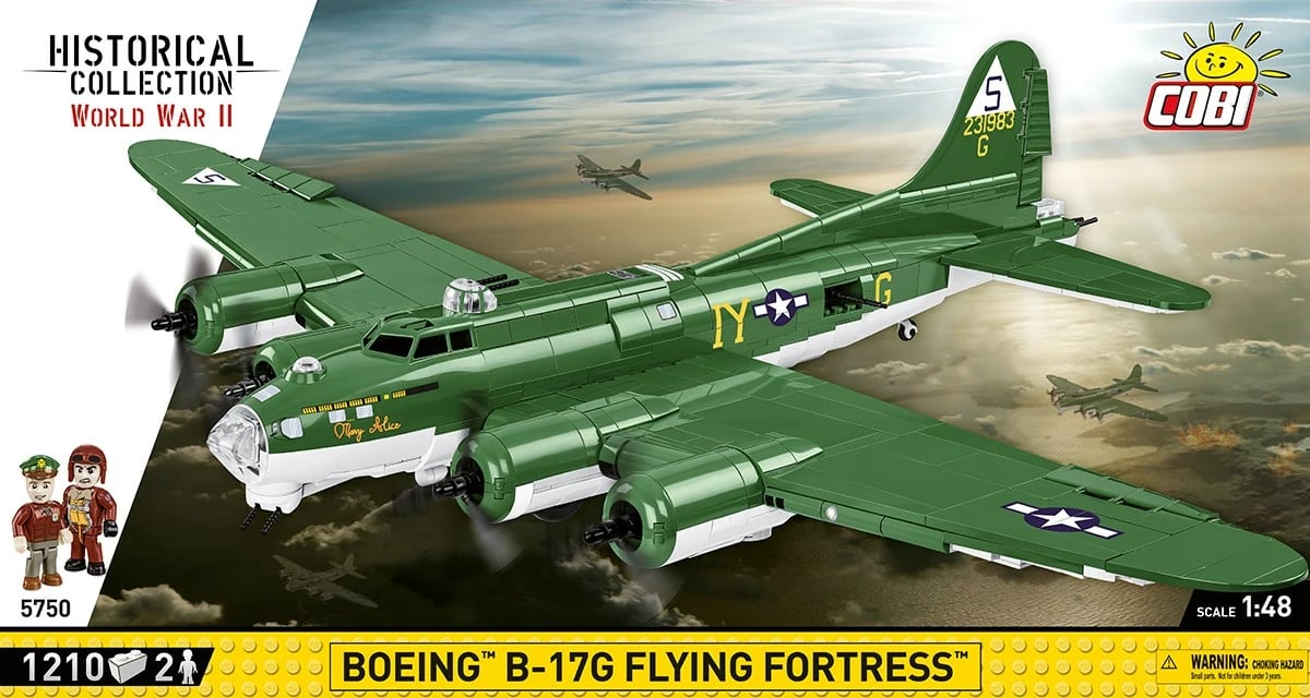 Set blloqesh ndërtimi Cobi Klocki Boeing B-17G Flying Fortress, 1210 pjesë, 2 figurina, Jeshile Set blloqesh ndërtimi Cobi Klocki Boeing B-17G Flying Fortress, 1210 pjesë, 2 figurina, Jeshile
