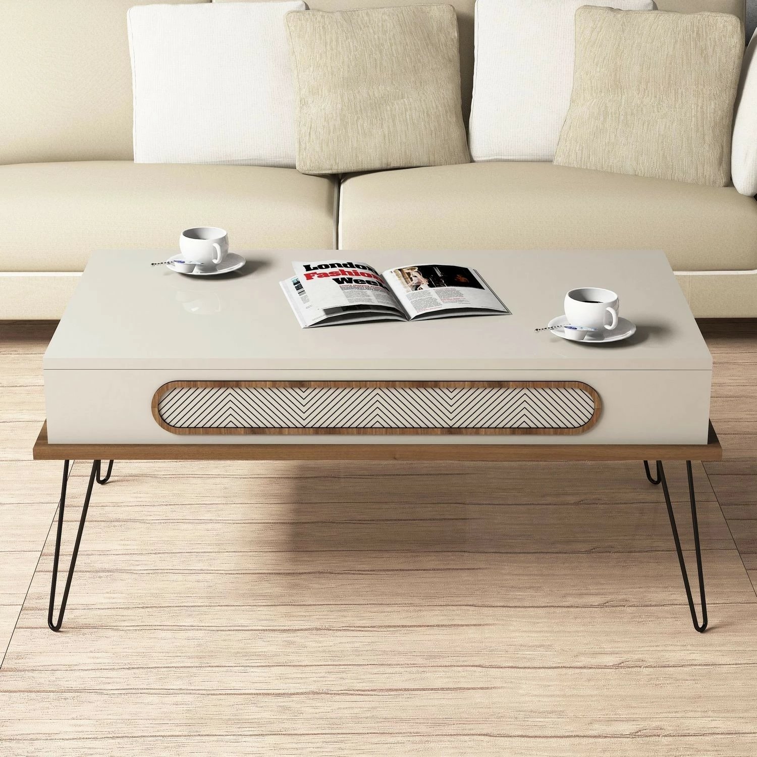 Tavolinë kafeje Hanah Home, Ekol, ngjyrë krem