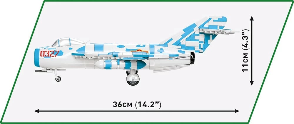 Set ndërtimi Cobi Klocki MiG-17 Fresco, Historical Collection, 577 pjesë, me figurë piloti, Kamuflazh blu-bardhë