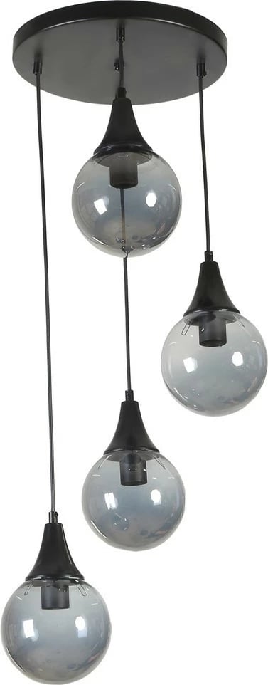 Llambë tavani Opviq Afra, 4 llampa, metal i zi, xham fume