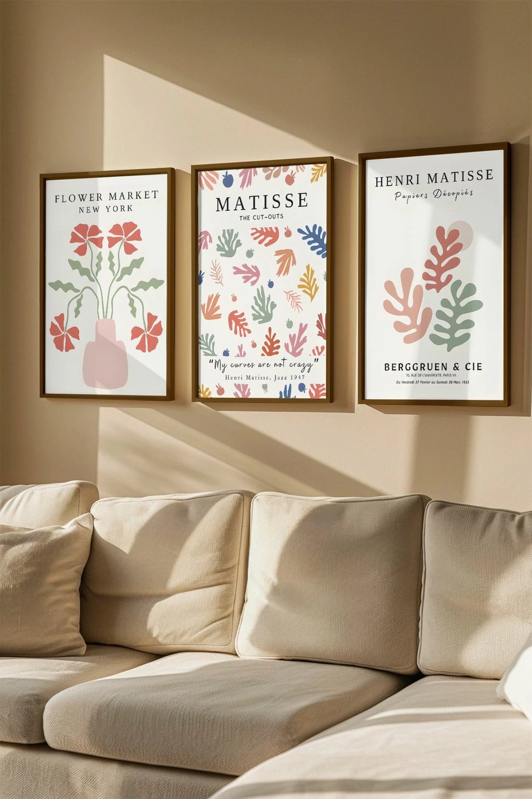 Set pikturash dekorative me kornizë (3 copë), Wallity, Artvmodel27-Kahve