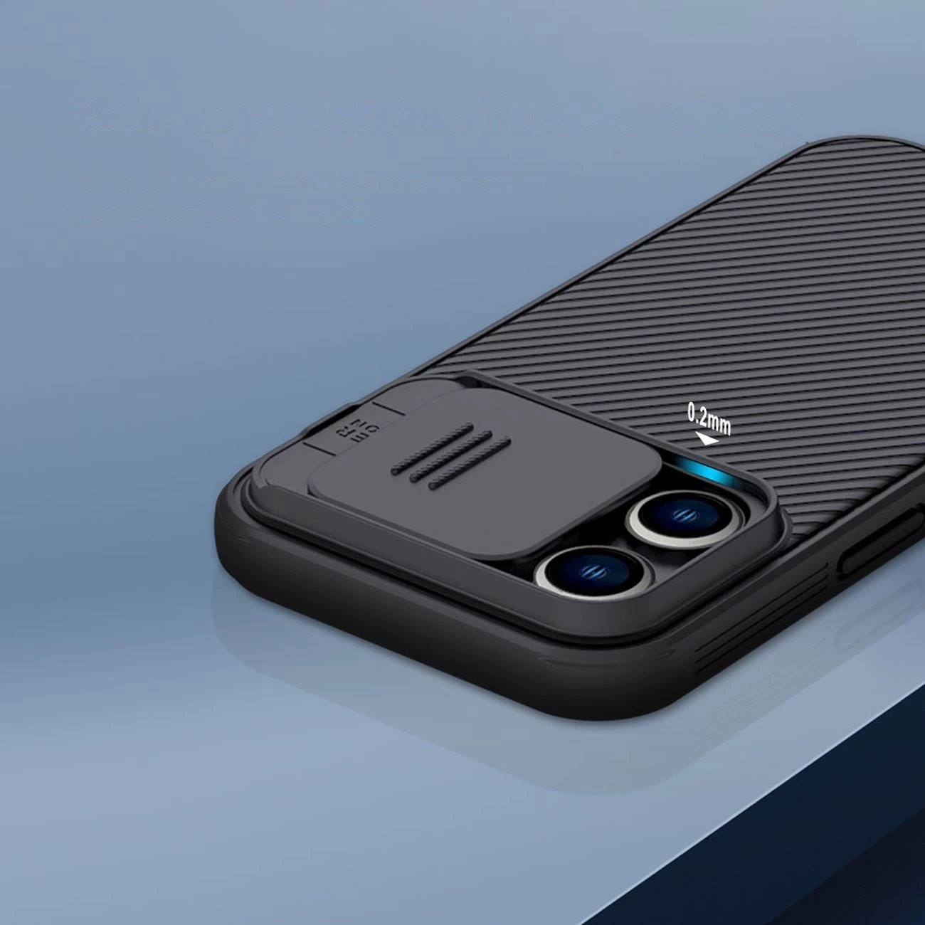 Mbështjellës Nillkin CamShield Pro për iPhone 14 Pro, me kapak kamere, Kaltër