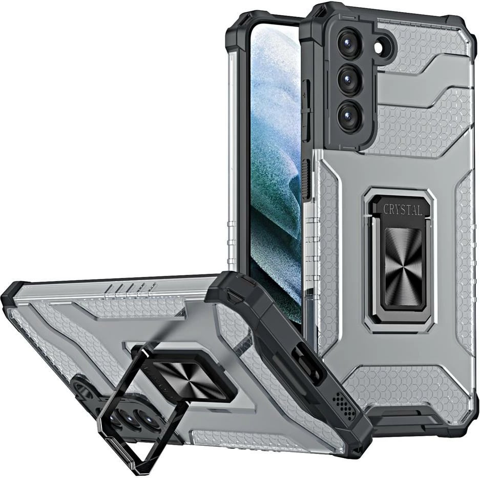 Mbështjellës Hurtel Crystal Ring Case për Samsung Galaxy S22+, i zi