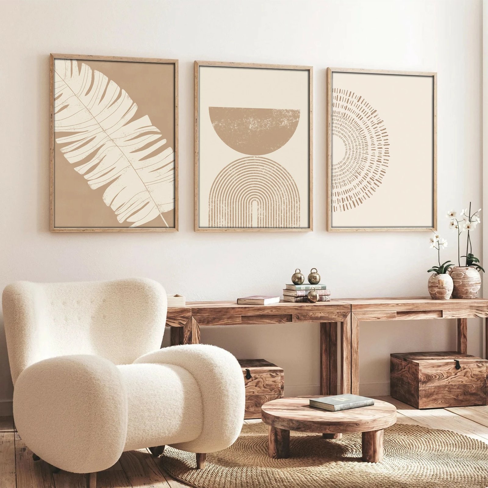 Pikturë dekorative me kornizë, MDF, shumëngjyrëshe, set prej 3 copash, Wallity Huhu259, 50x35cm